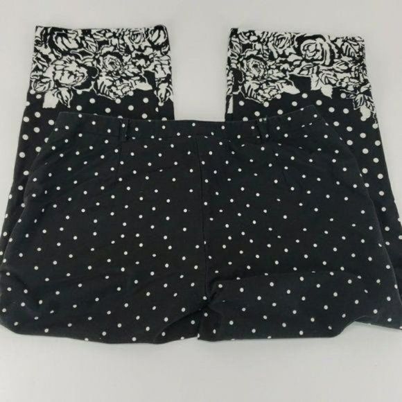 Larry Levine Size 6 Polka dot flower black white Capri Pants - Picture 3 of 7
